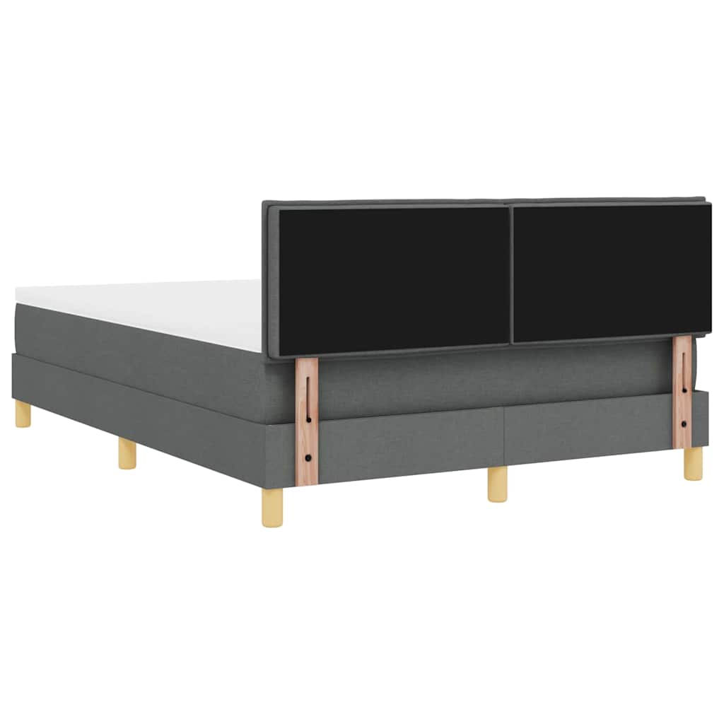 LED Box Spring Bed med hovedgærde Mørkegrå 140 x 200 cm Stof
