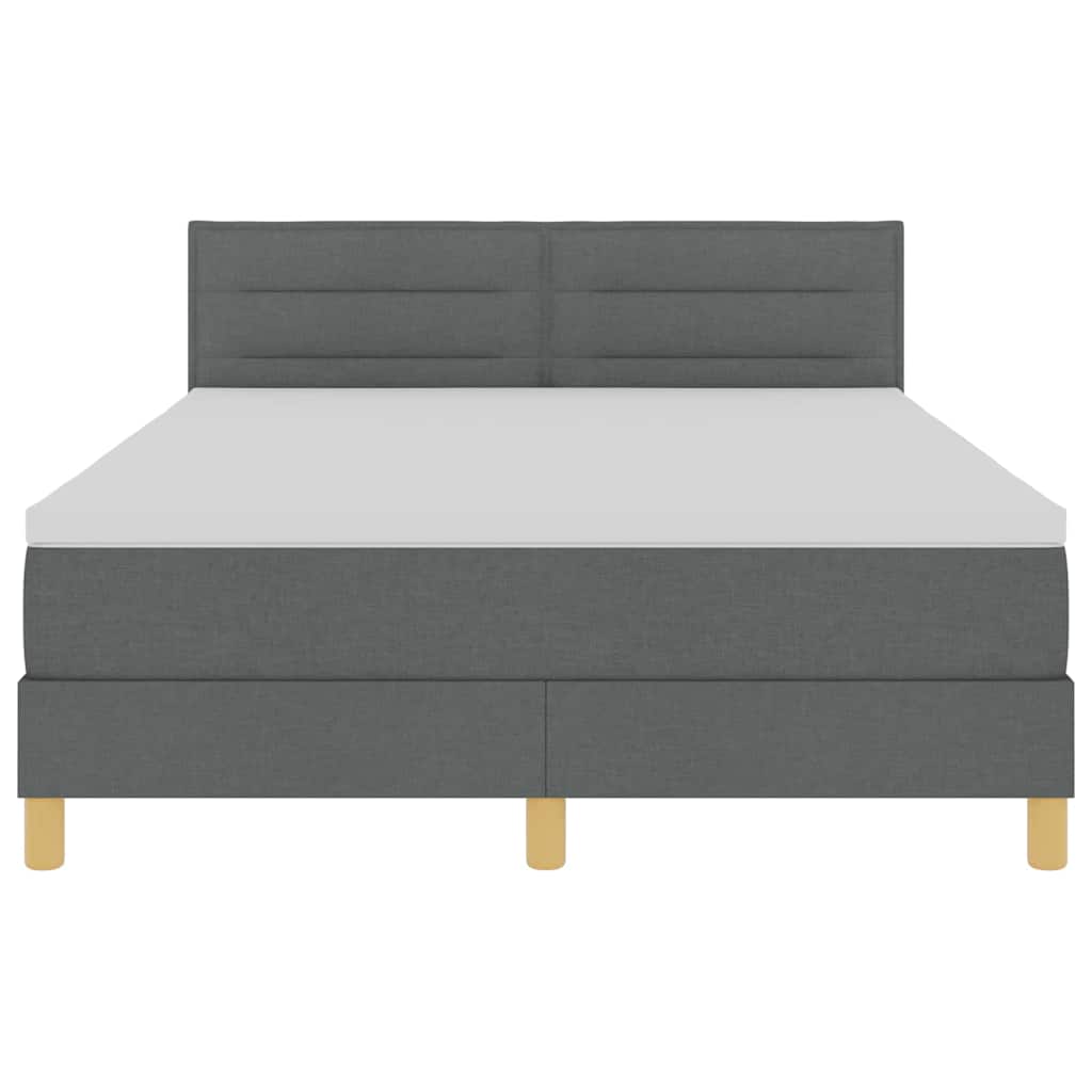 LED Box Spring Bed med hovedgærde Mørkegrå 140 x 200 cm Stof