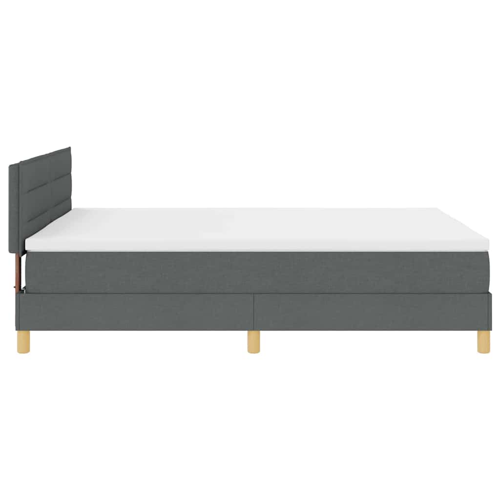 LED Box Spring Bed med hovedgærde Mørkegrå 140 x 200 cm Stof