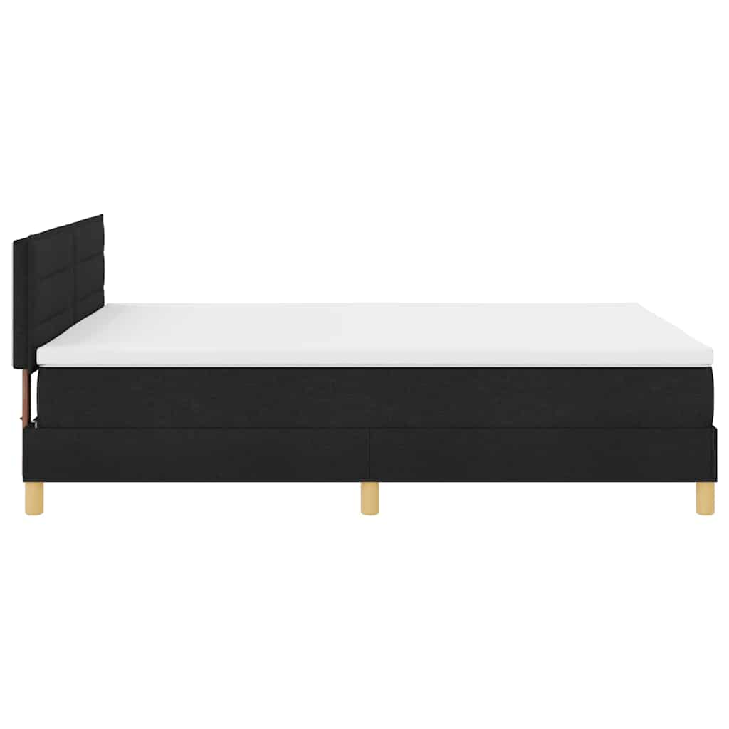 LED Box Spring Bed med LED-lysstrimler Sort 140 x 200 cm Stof