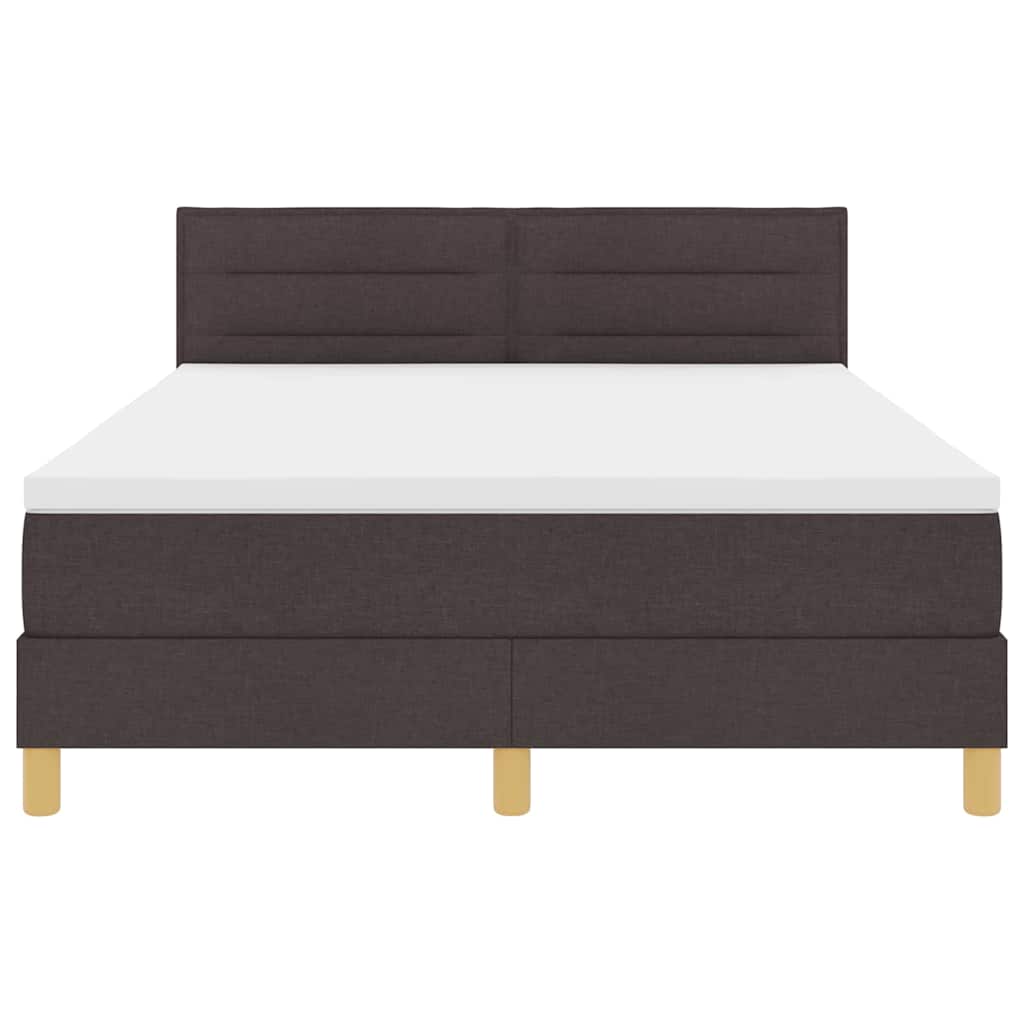 LED Box Spring Bed med hovedgærde Mørk Brun 140 x 200 cm Stof