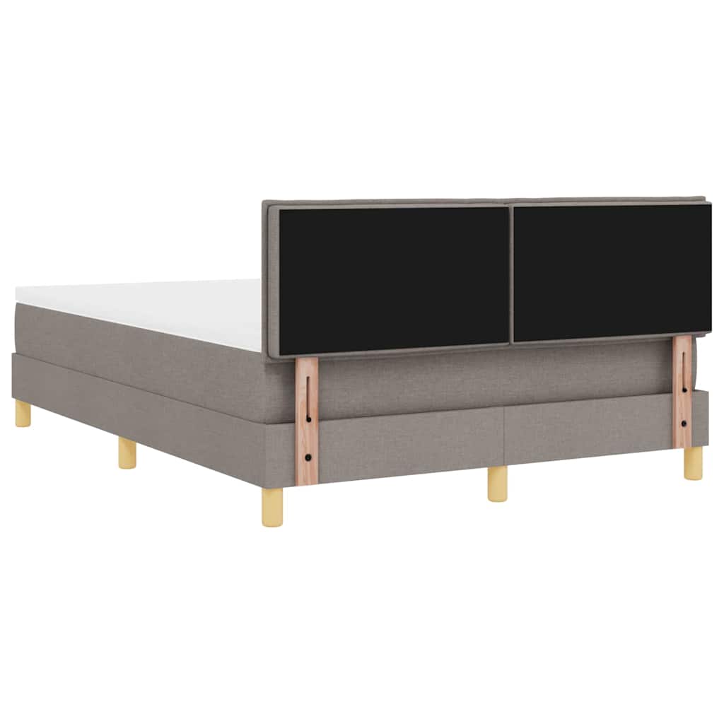 LED Box Spring Bed med hovedgærde Gråbrun 140 x 200 cm Stof