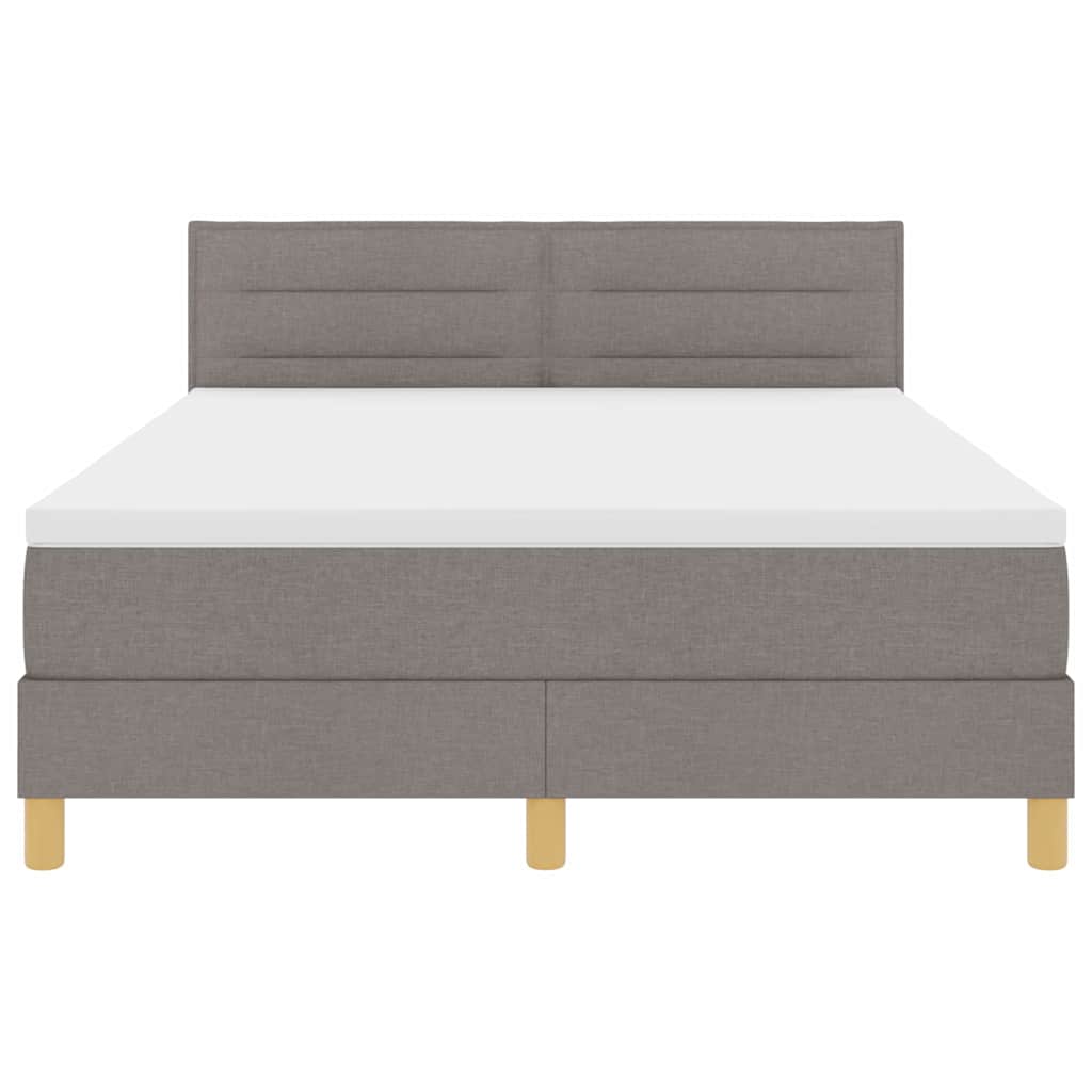 LED Box Spring Bed med hovedgærde Gråbrun 140 x 200 cm Stof