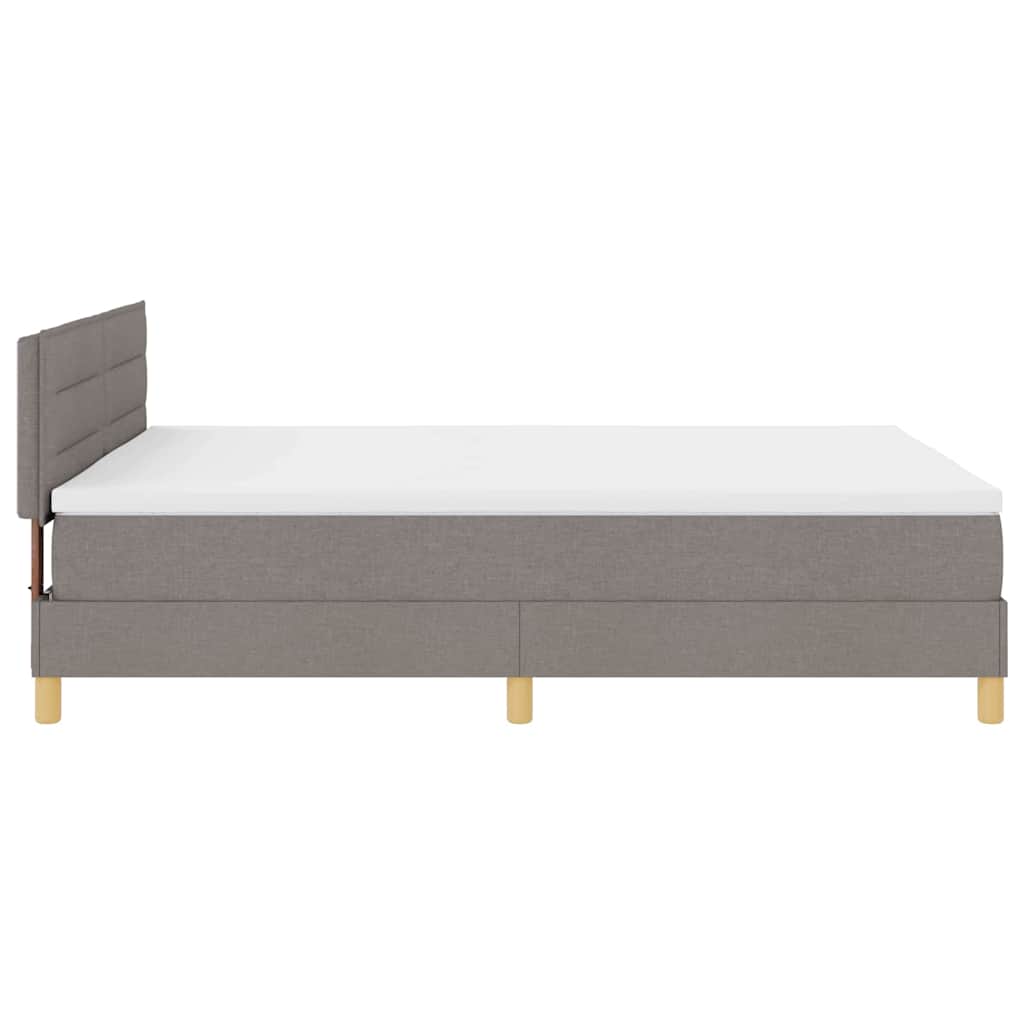 LED Box Spring Bed med hovedgærde Gråbrun 140 x 200 cm Stof