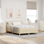 LED Box Spring Bed med LED-lysstrimler Creme 140 x 200 cm Stof