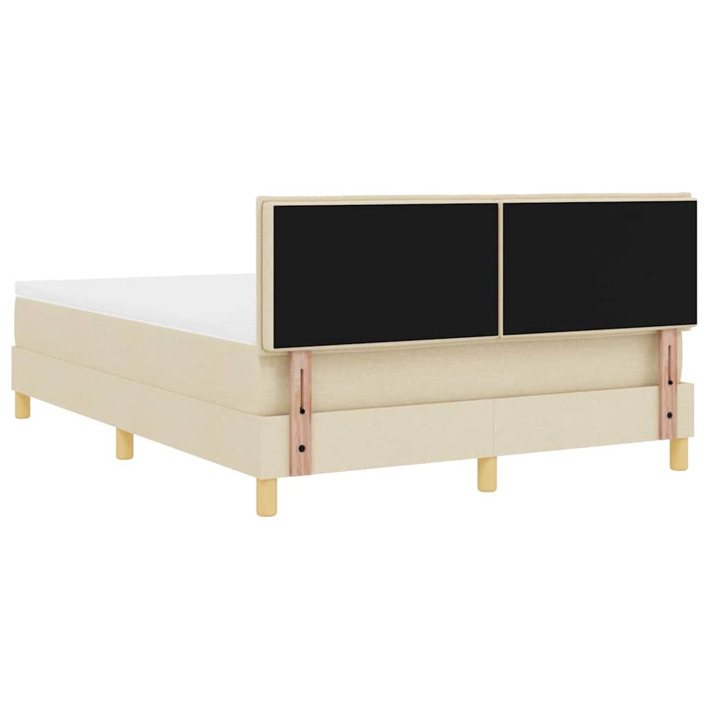 LED Box Spring Bed med LED-lysstrimler Creme 140 x 200 cm Stof