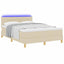 LED Box Spring Bed med LED-lysstrimler Creme 140 x 200 cm Stof