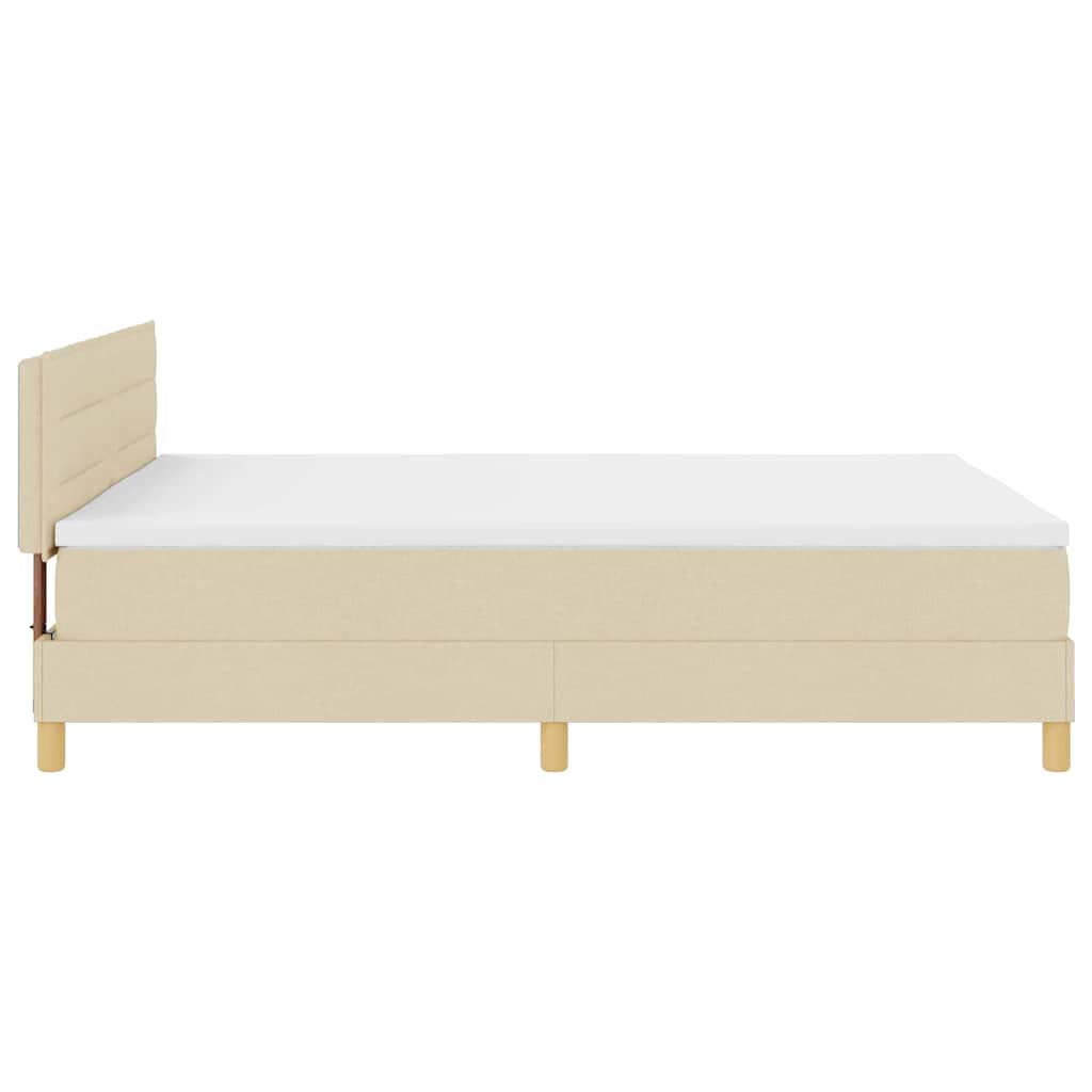LED Box Spring Bed med LED-lysstrimler Creme 140 x 200 cm Stof
