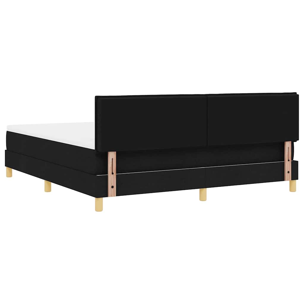 LED Box Spring Bed med LED-lysstrimler Sort 180 x 200 cm Stof