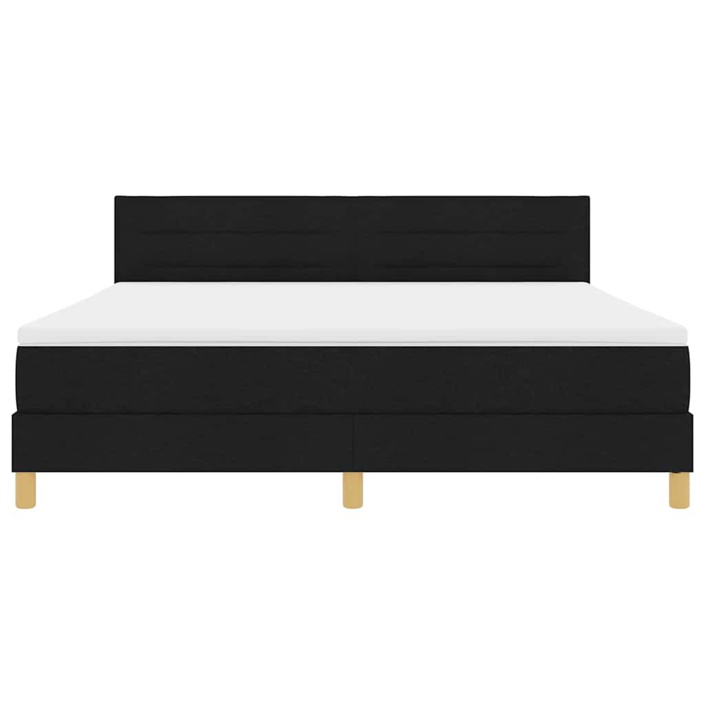 LED Box Spring Bed med LED-lysstrimler Sort 180 x 200 cm Stof