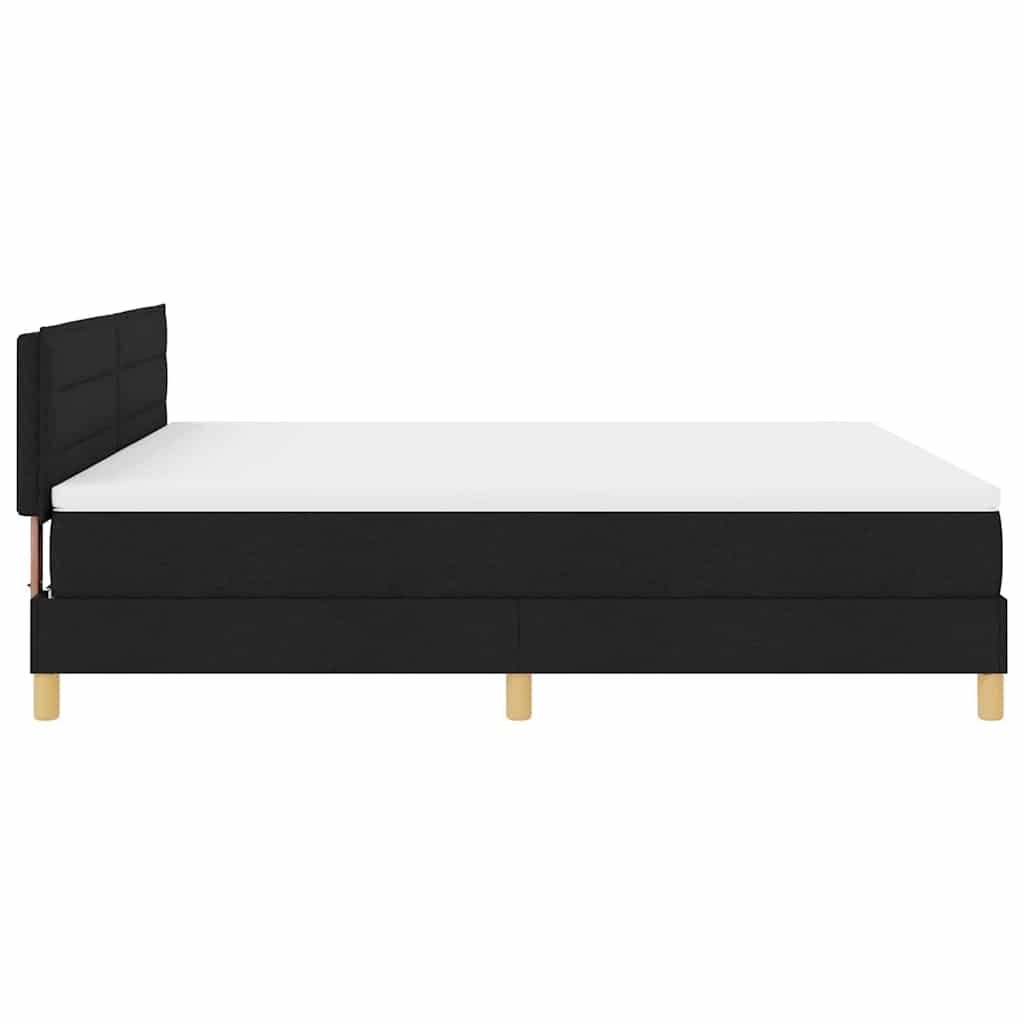 LED Box Spring Bed med LED-lysstrimler Sort 180 x 200 cm Stof