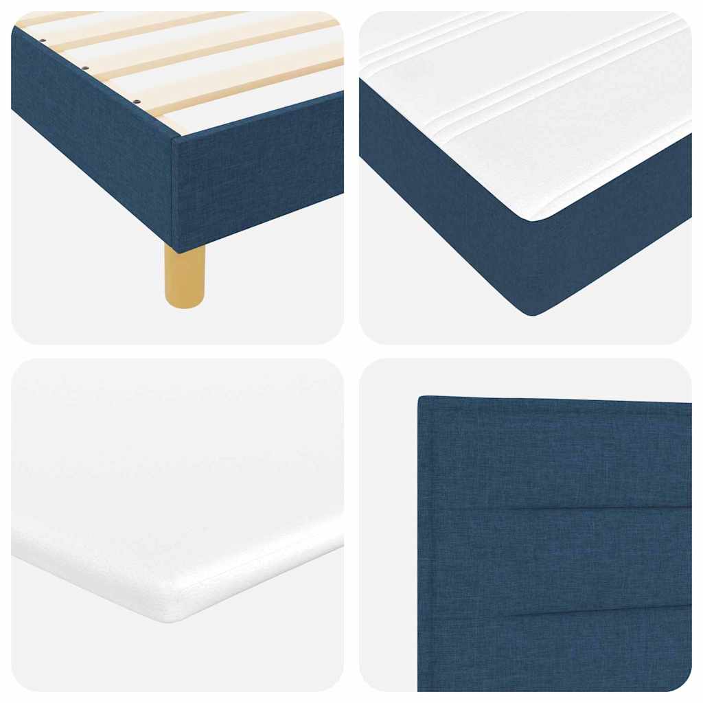 LED Box Spring Bed med LED-lysstrimler Blå 180 x 200 cm Stof