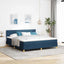 LED Box Spring Bed med LED-lysstrimler Blå 180 x 200 cm Stof