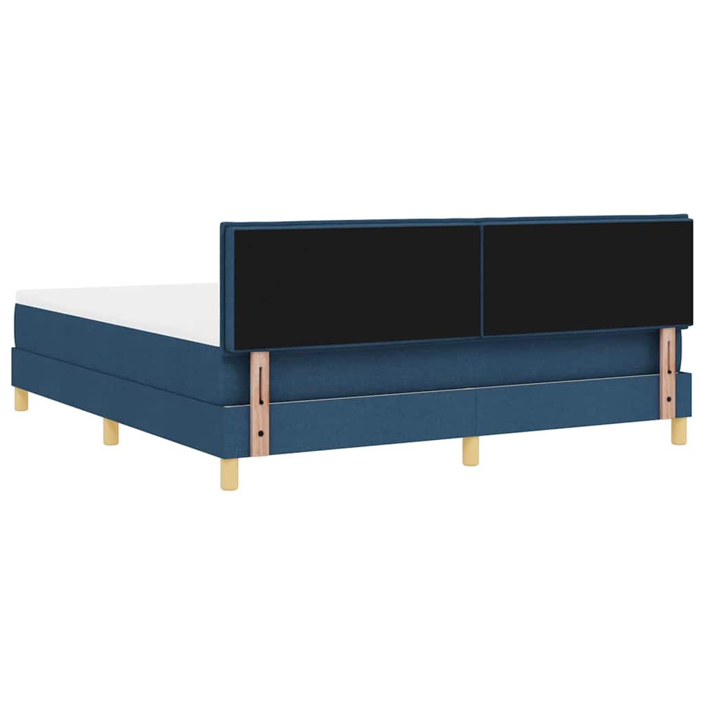 LED Box Spring Bed med LED-lysstrimler Blå 180 x 200 cm Stof