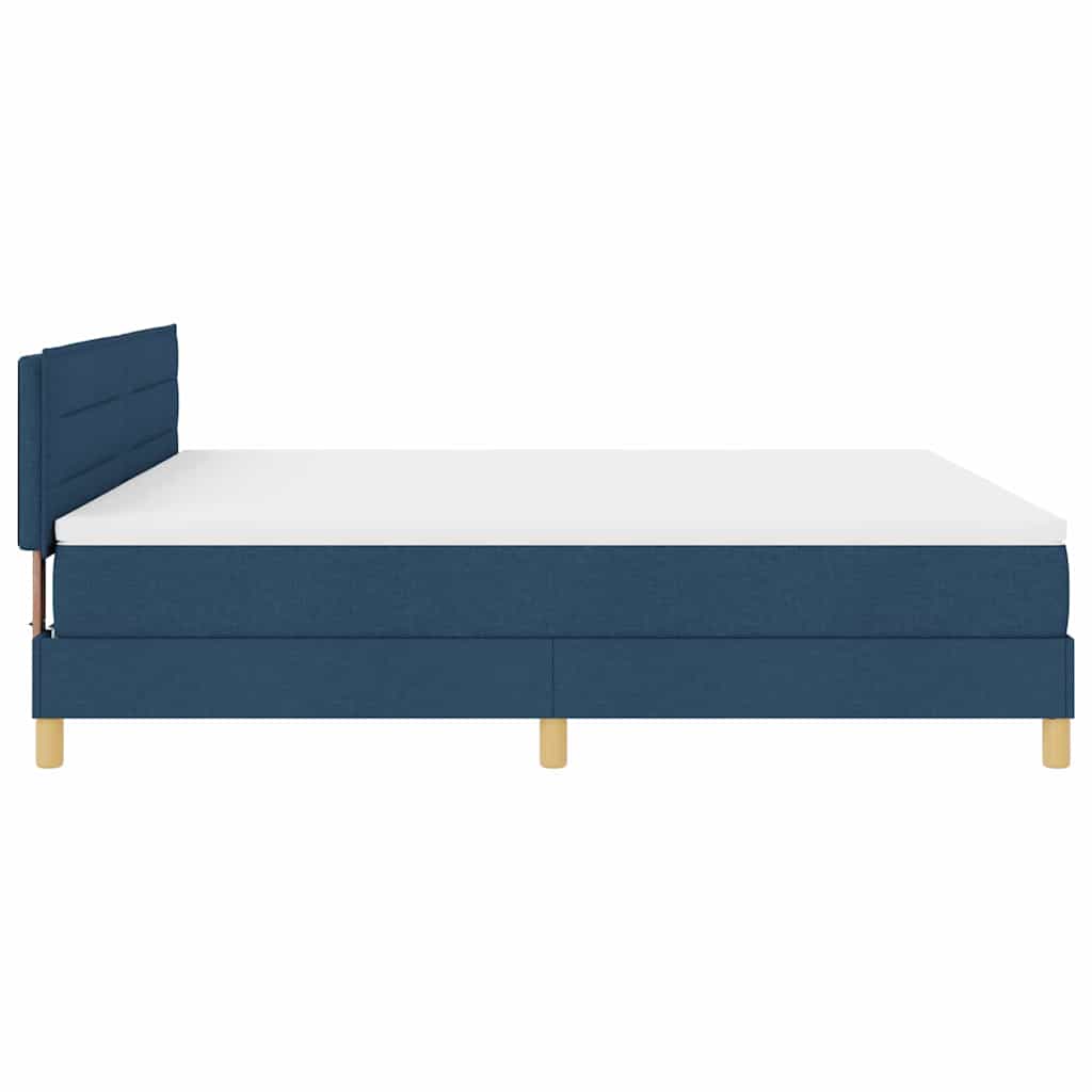 LED Box Spring Bed med LED-lysstrimler Blå 180 x 200 cm Stof