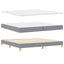 LED Box Spring Bed med hovedgærde Lysegrå 200 x 200 cm Stof
