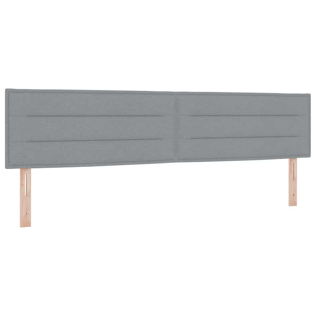 LED Box Spring Bed med hovedgærde Lysegrå 200 x 200 cm Stof