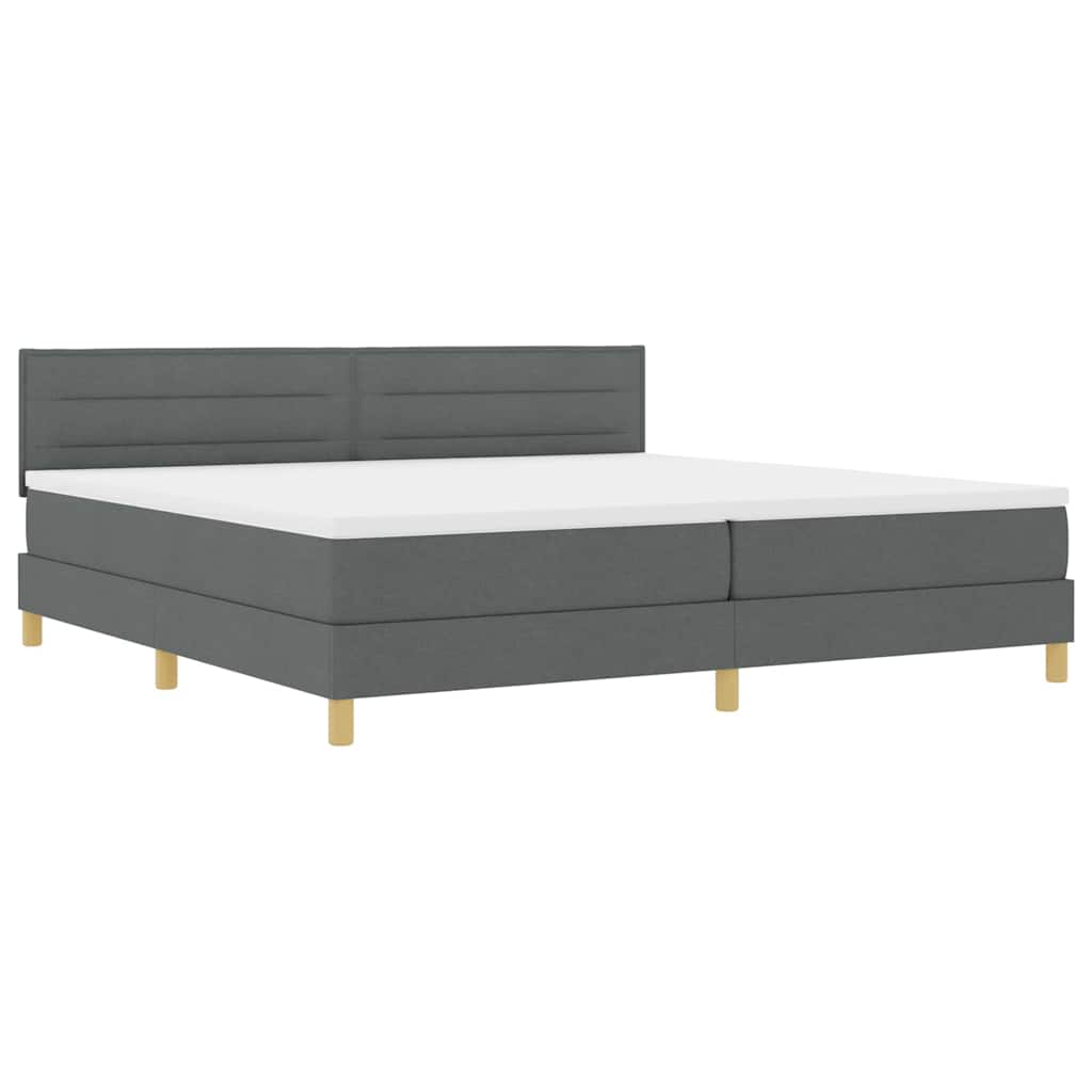 LED Box Spring Bed med hovedgærde Mørkegrå 200 x 200 cm Stof