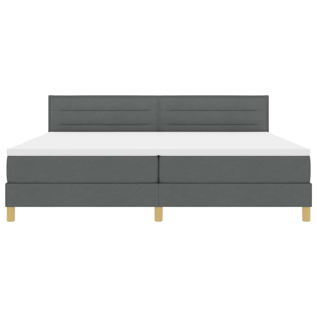 LED Box Spring Bed med hovedgærde Mørkegrå 200 x 200 cm Stof
