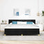 LED Box Spring Bed med LED-lysstrimler Sort 200 x 200 cm Stof