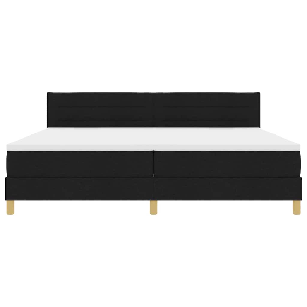 LED Box Spring Bed med LED-lysstrimler Sort 200 x 200 cm Stof