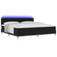 LED Box Spring Bed med LED-lysstrimler Sort 200 x 200 cm Stof