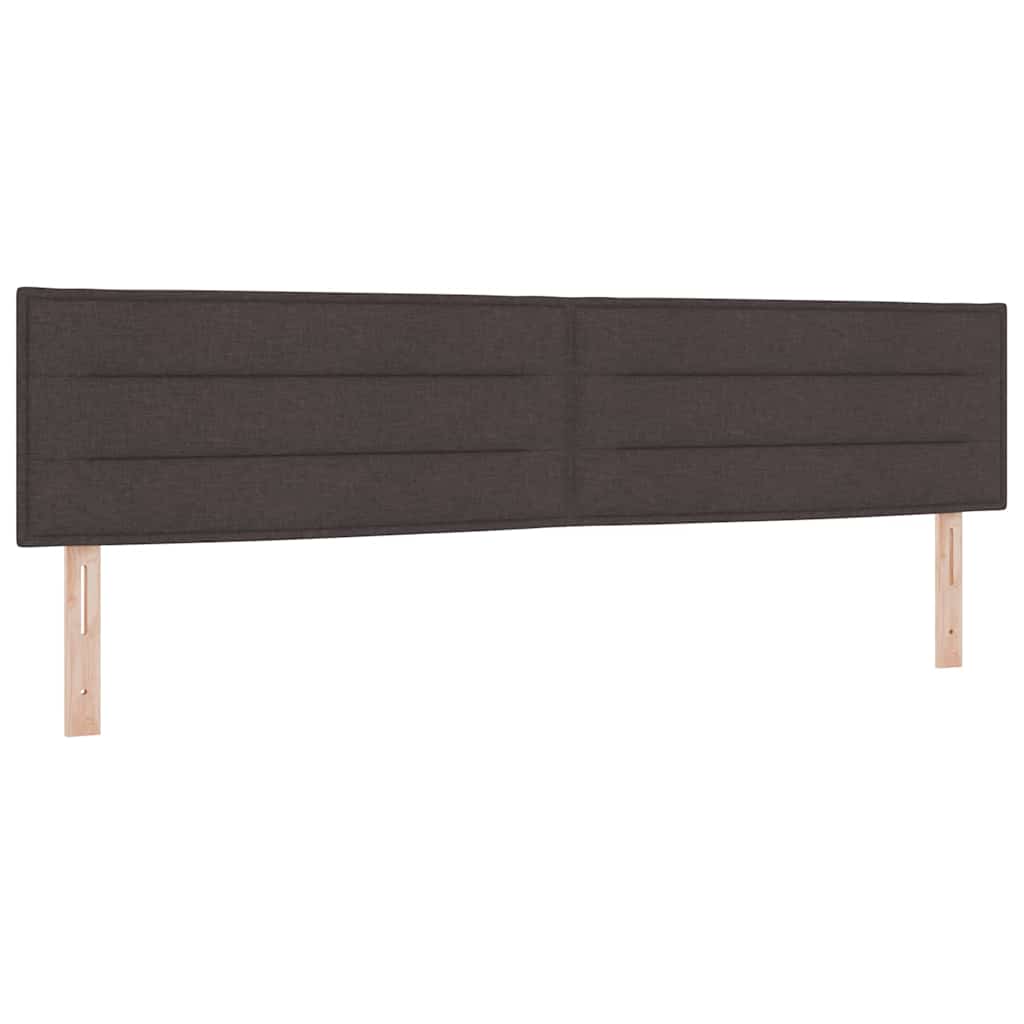 LED Box Spring Bed med hovedgærde Mørk Brun 200 x 200 cm Stof