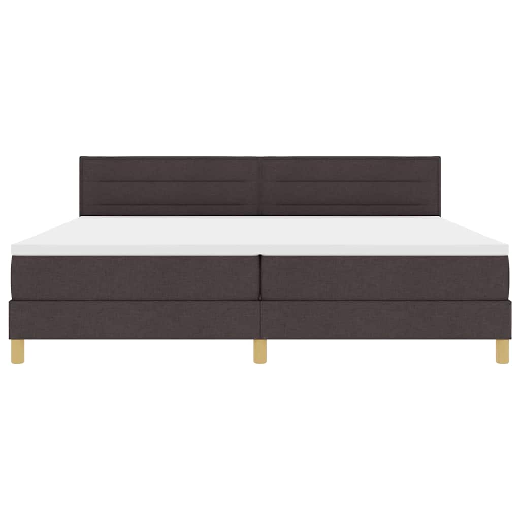 LED Box Spring Bed med hovedgærde Mørk Brun 200 x 200 cm Stof