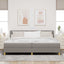 LED Box Spring Bed med hovedgærde Gråbrun 200 x 200 cm Stof