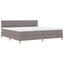 LED Box Spring Bed med hovedgærde Gråbrun 200 x 200 cm Stof