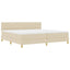 LED Box Spring Bed med LED-lysstrimler Creme 200 x 200 cm Stof