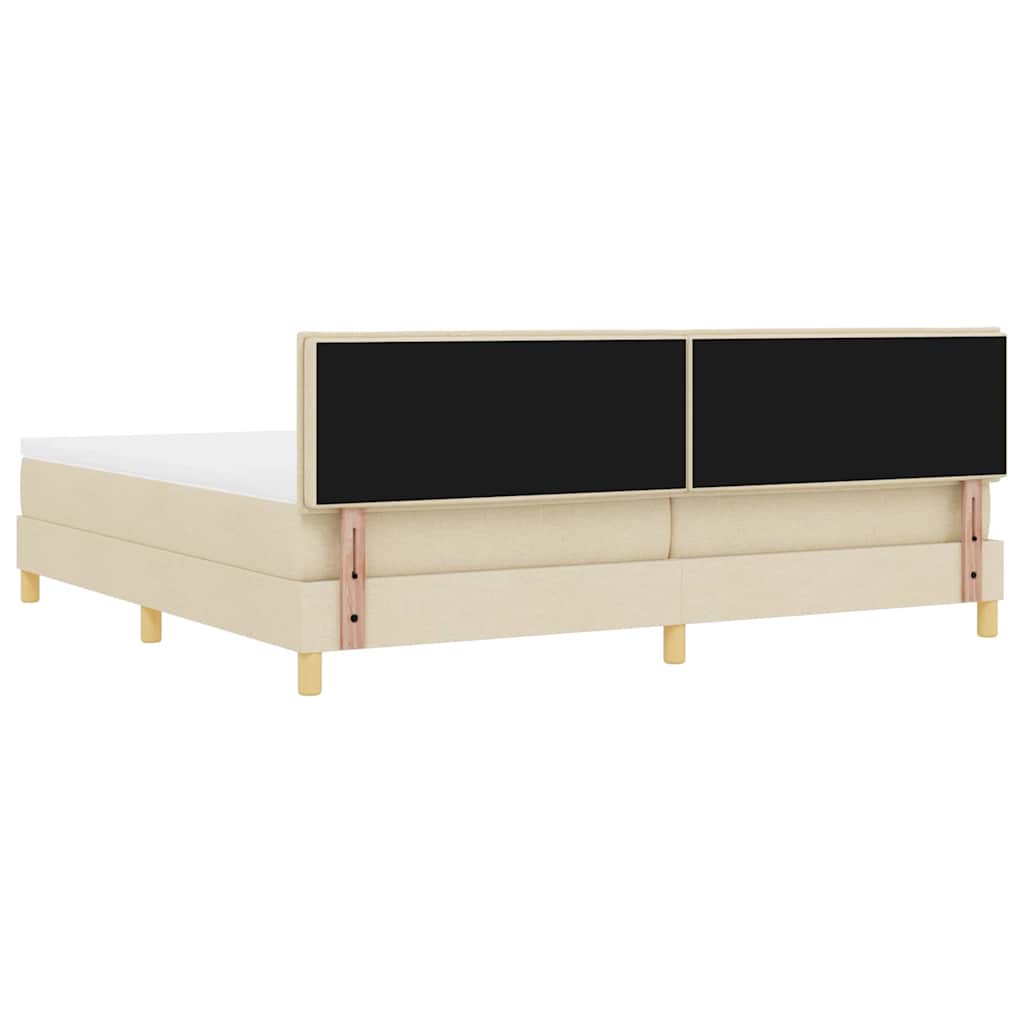 LED Box Spring Bed med LED-lysstrimler Creme 200 x 200 cm Stof