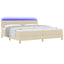LED Box Spring Bed med LED-lysstrimler Creme 200 x 200 cm Stof