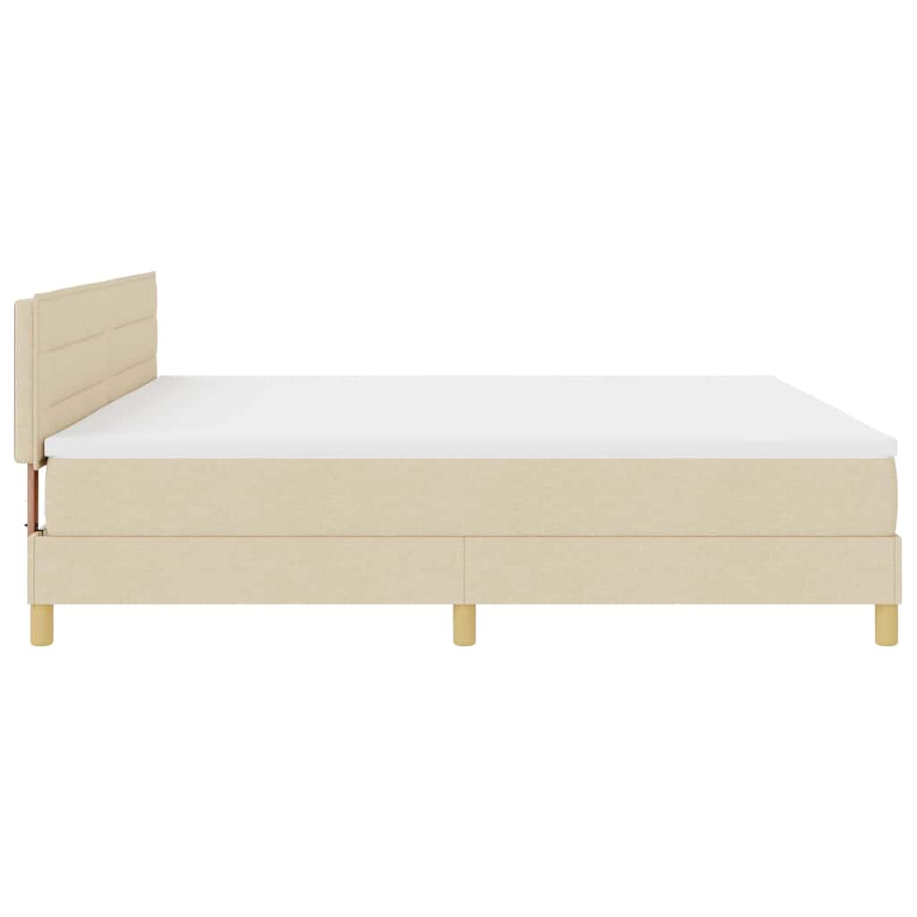 LED Box Spring Bed med LED-lysstrimler Creme 200 x 200 cm Stof