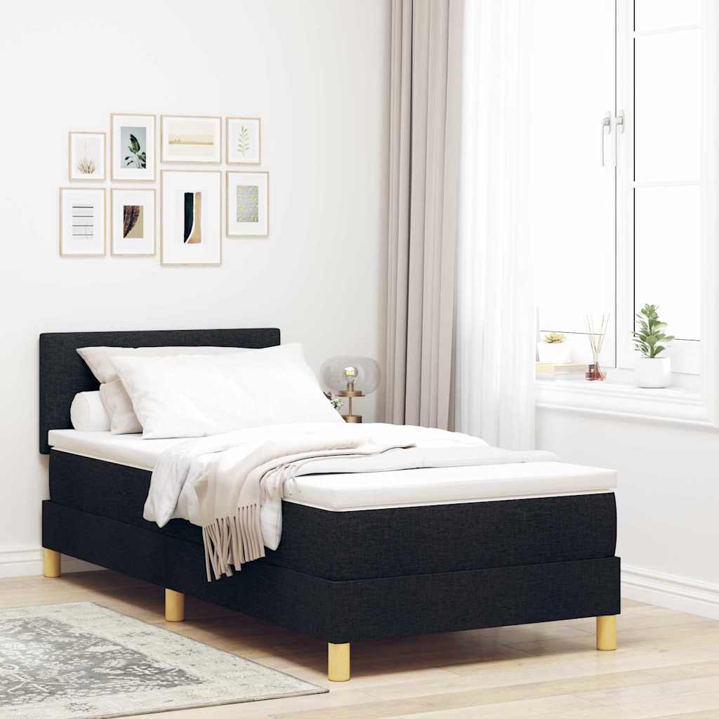 LED Box Spring Bed med LED-lysstrimler Sort 80 x 200 cm Stof