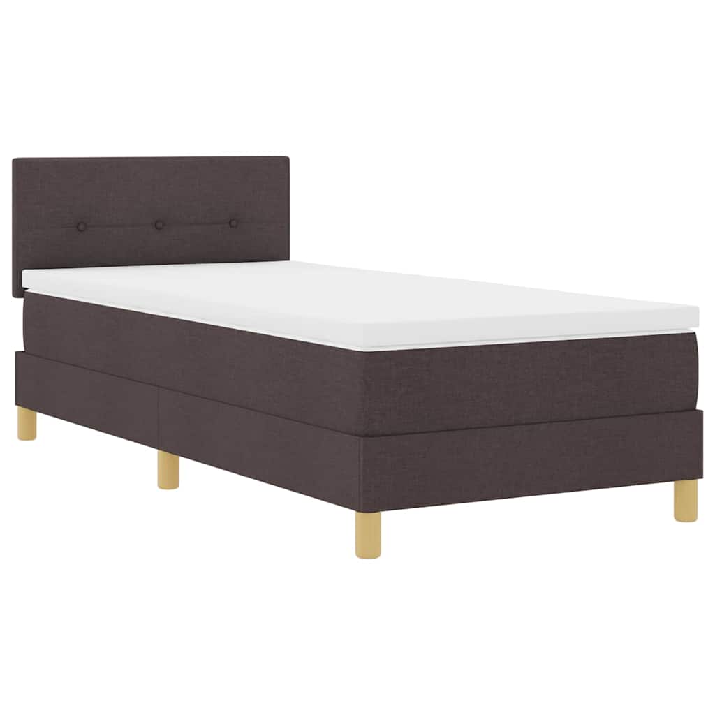 LED Box Spring Bed med hovedgærde Mørk Brun 80 x 200 cm Stof
