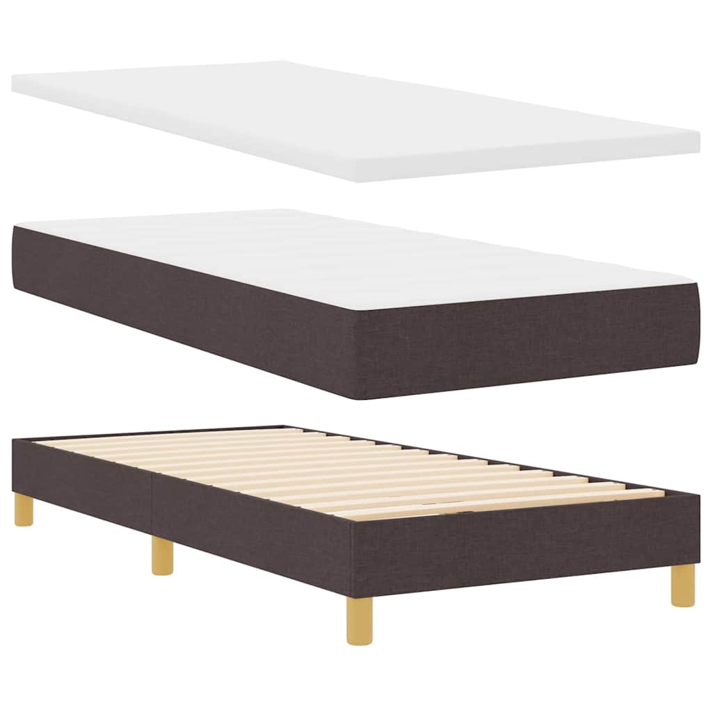 LED Box Spring Bed med hovedgærde Mørk Brun 80 x 200 cm Stof