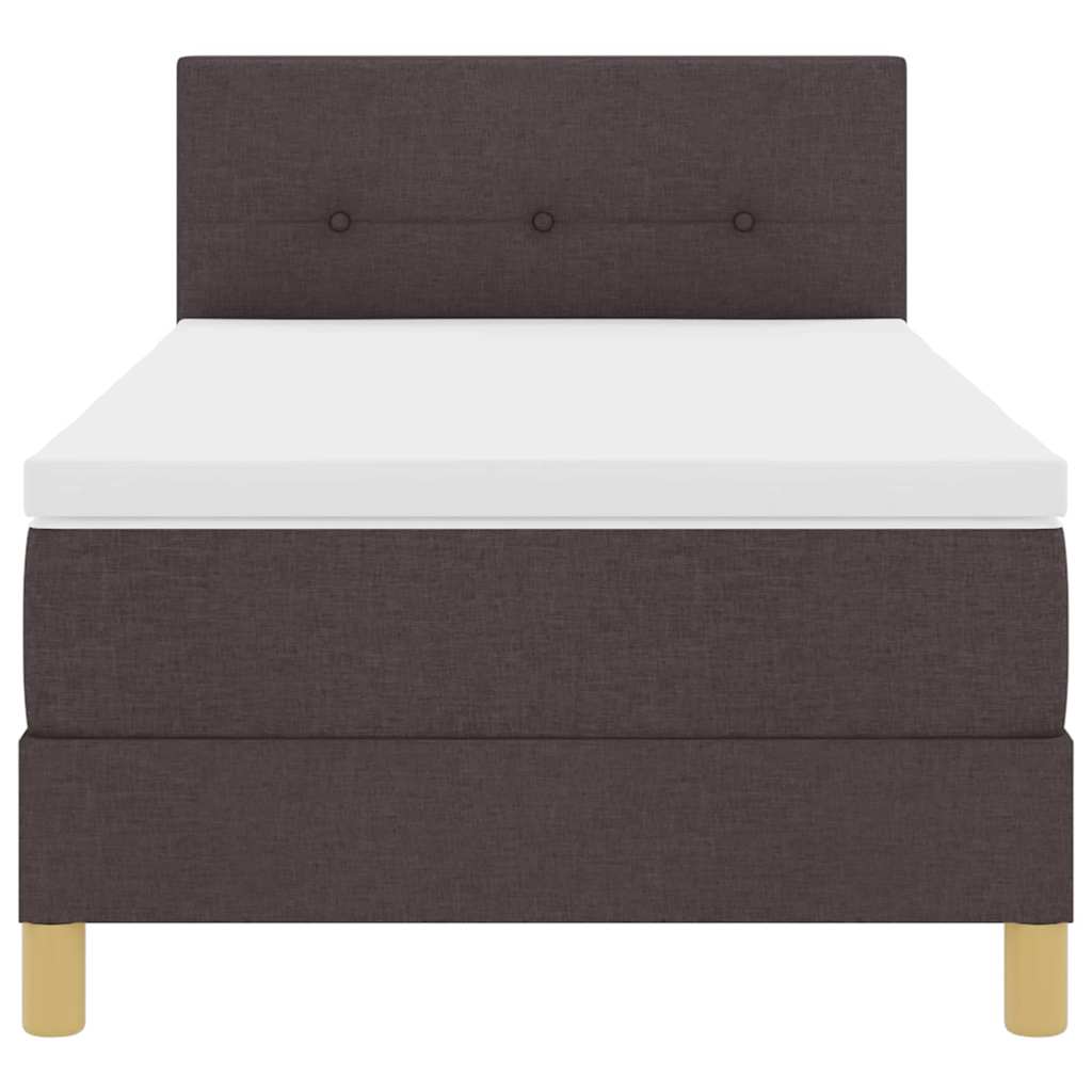 LED Box Spring Bed med hovedgærde Mørk Brun 80 x 200 cm Stof