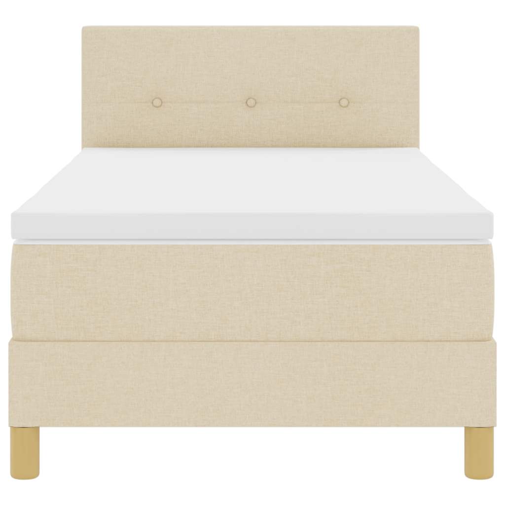 LED Box Spring Bed med LED-lysstrimler Creme 80 x 200 cm Stof