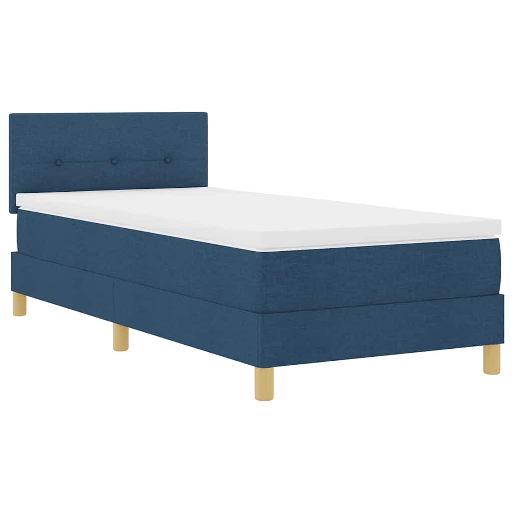 LED Box Spring Bed med pude med hovedgærde Blå 80 x 200 cm Stof