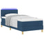 LED Box Spring Bed med pude med hovedgærde Blå 80 x 200 cm Stof