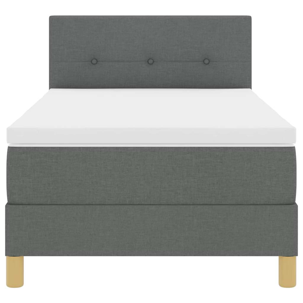 LED Box Spring Bed med pude Mørkegrå 100 x 200 cm Stof