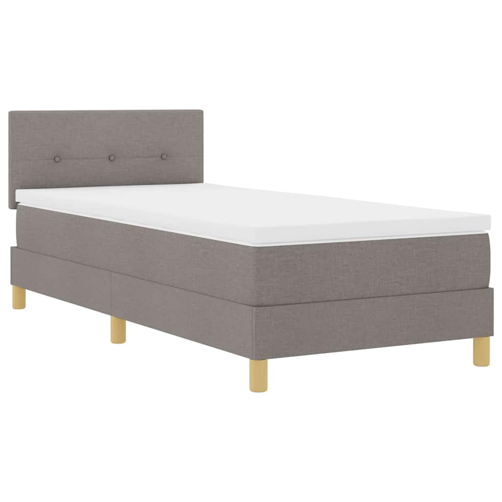 LED Box Spring Bed med hovedgærde Gråbrun 100 x 200 cm Stof