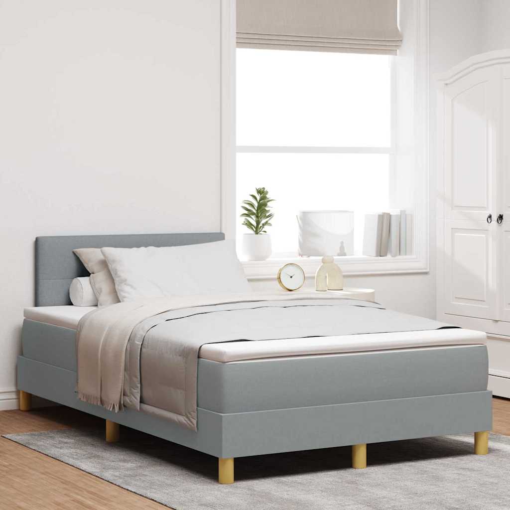 LED Box Spring Bed med hovedgærde Lysegrå 120 x 190 cm Stof