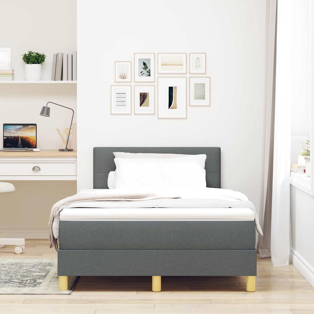LED Box Spring Bed med hovedgærde Mørkegrå 120 x 190 cm Stof