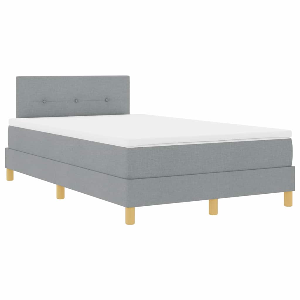 LED Box Spring Bed med hovedgærde Lysegrå 120 x 200 cm Stof