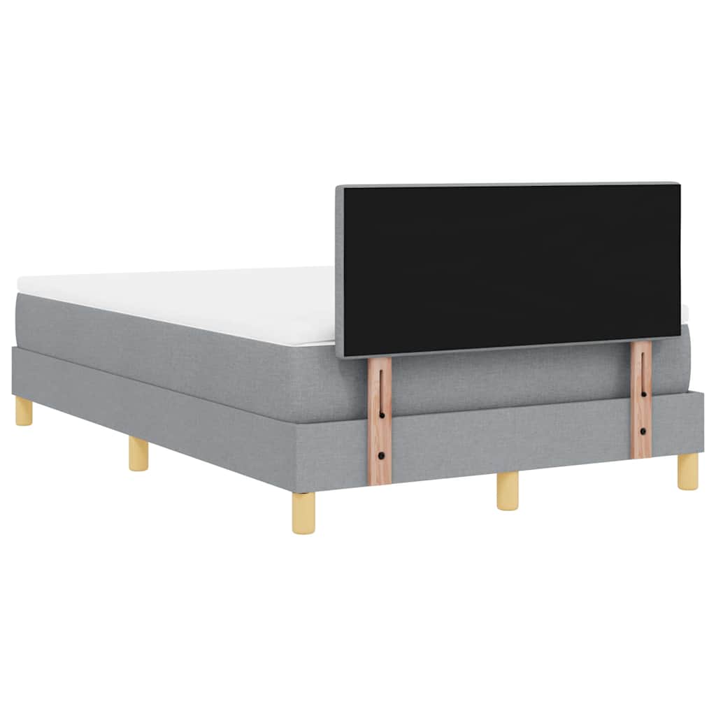 LED Box Spring Bed med hovedgærde Lysegrå 120 x 200 cm Stof
