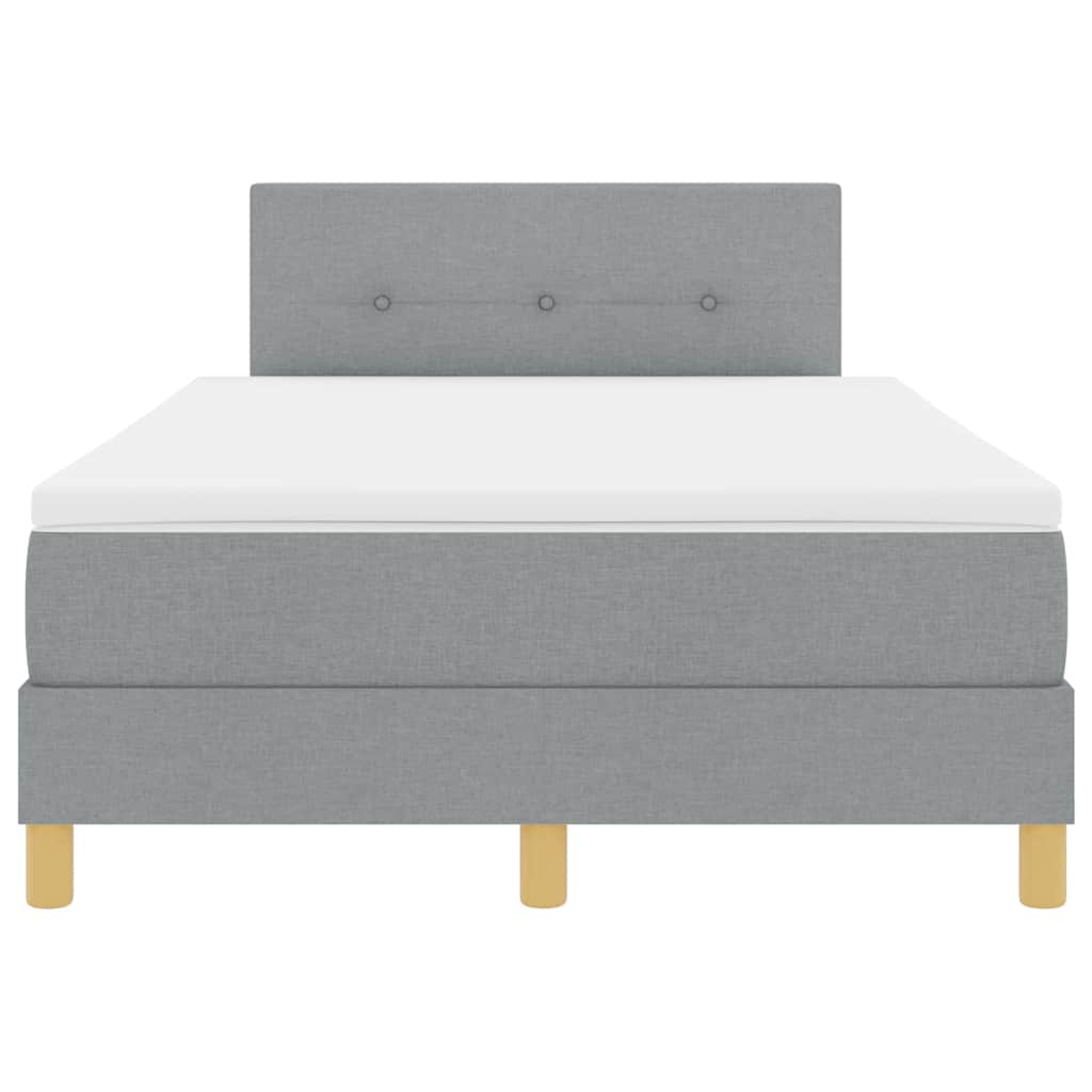 LED Box Spring Bed med hovedgærde Lysegrå 120 x 200 cm Stof