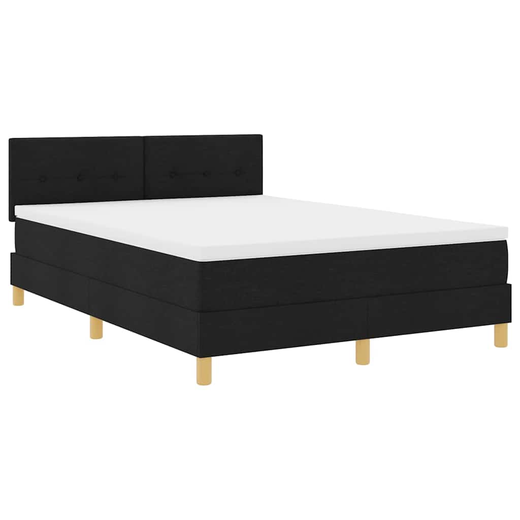 LED Box Spring Bed med LED-lysstrimler Sort 140 x 200 cm Stof