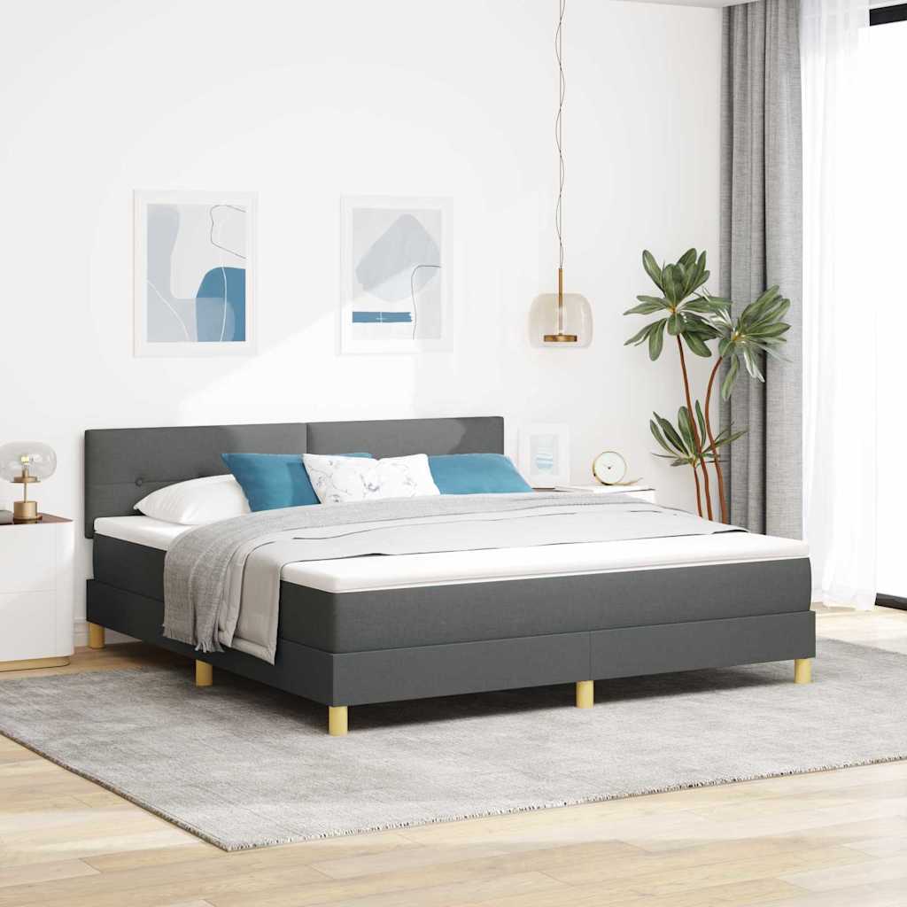 LED Box Spring Bed med hovedgærde Mørkegrå 180 x 200 cm Stof